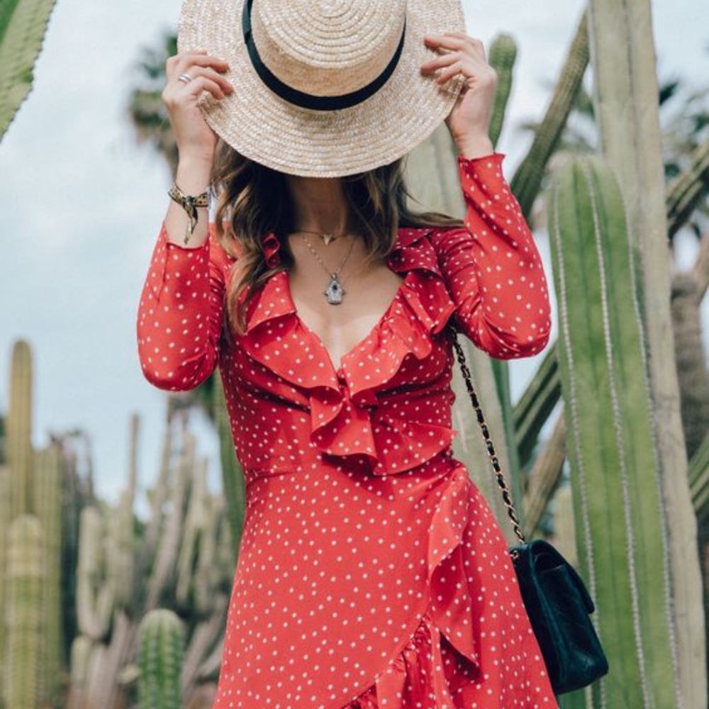 Ruffle Polka Dot Wrap Dress